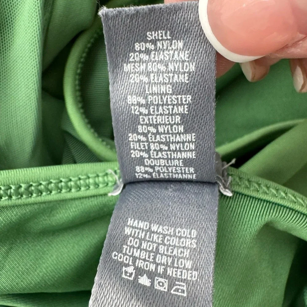 Aerie One Piece Swimsuit‎ Women Medium Green Halter Mesh Back High Leg